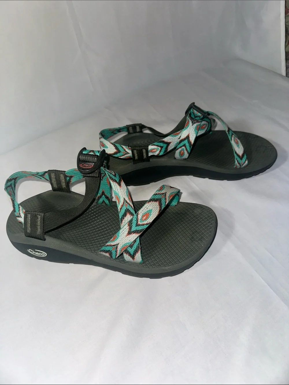 Chaco Z/1 Classic Sandals Women’s 9 Teal Geometric Aztec Boho